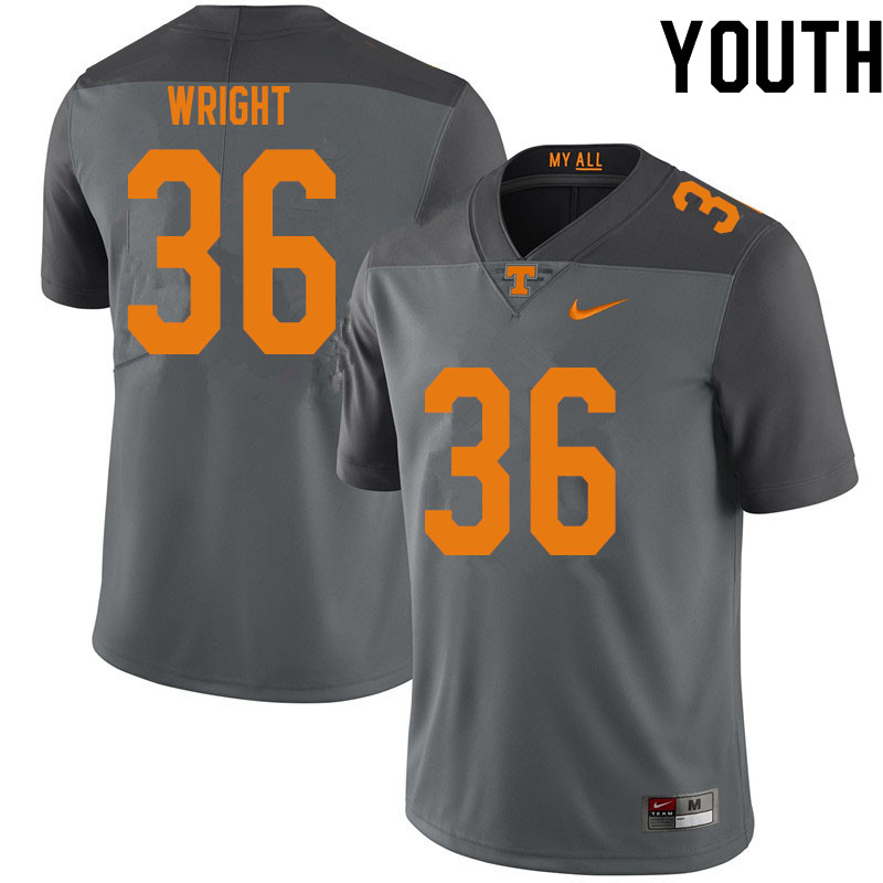 Youth #36 William Wright Tennessee Volunteers College Football Jerseys Sale-Gray